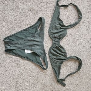 Abercrombie & Fitch Shimmery Olive Green Bikini